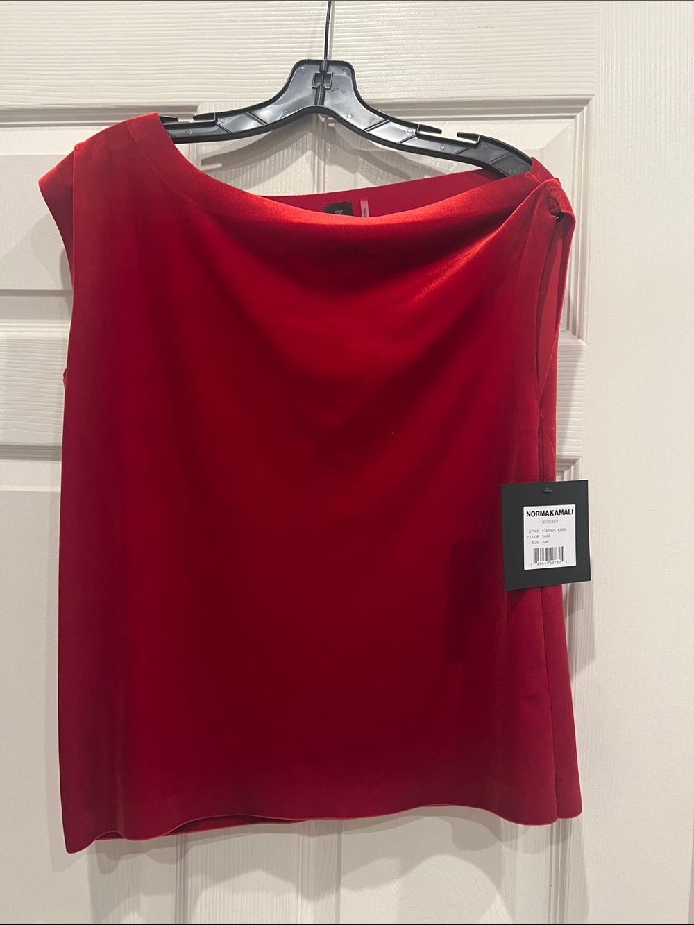 Norma Kamali Red velvet drop shoulder top